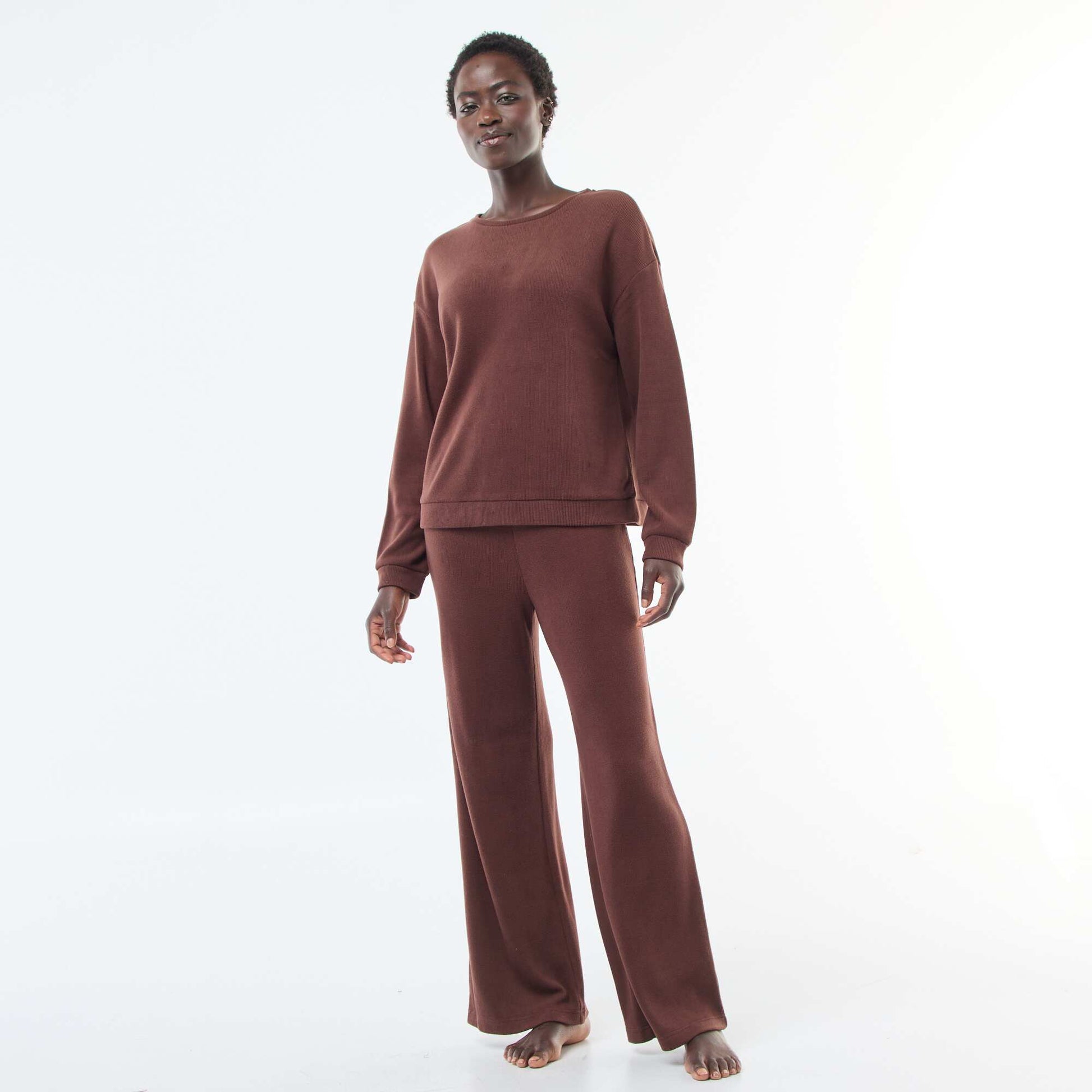 Ensemble de pyjama jersey uni MARRON