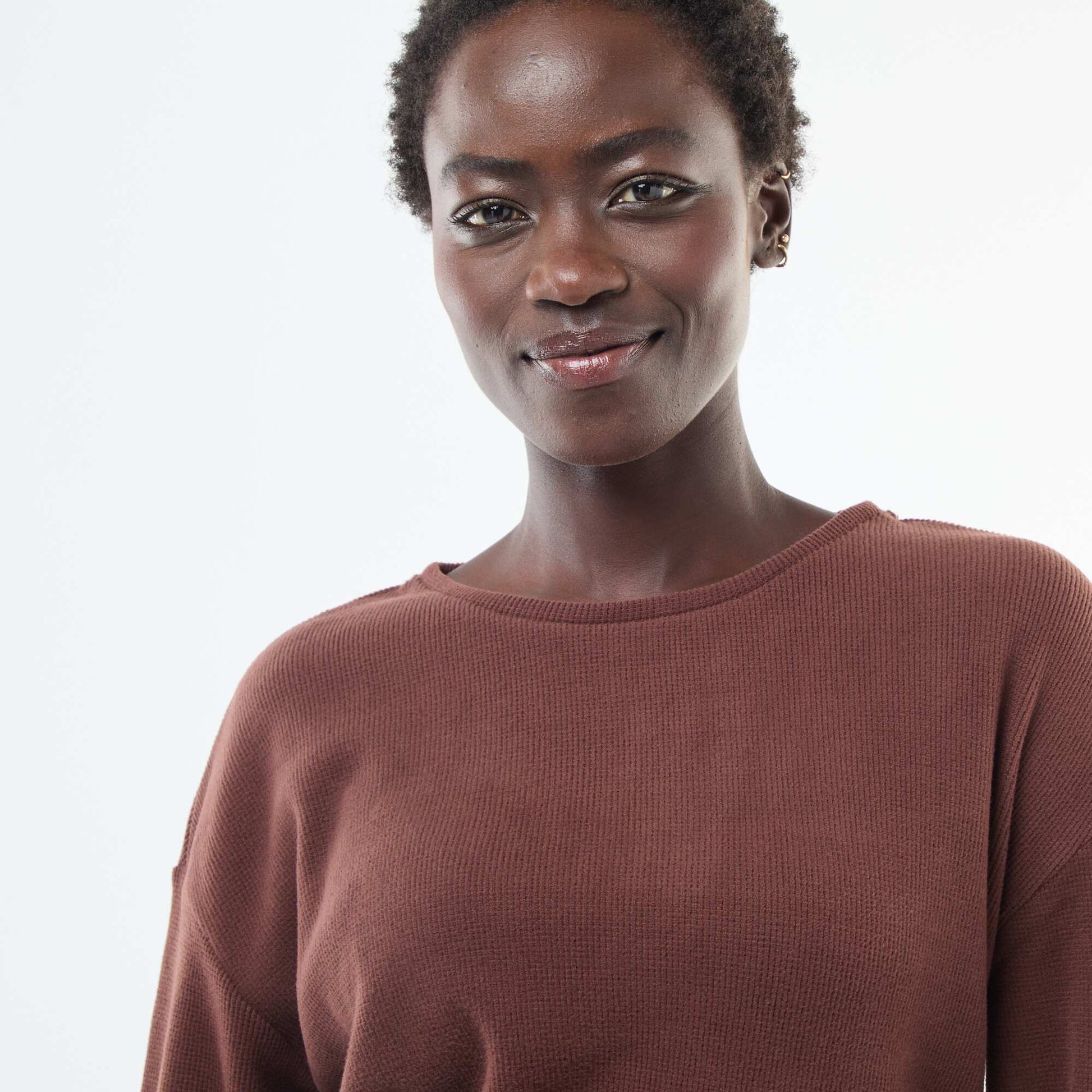 Ensemble de pyjama jersey uni MARRON