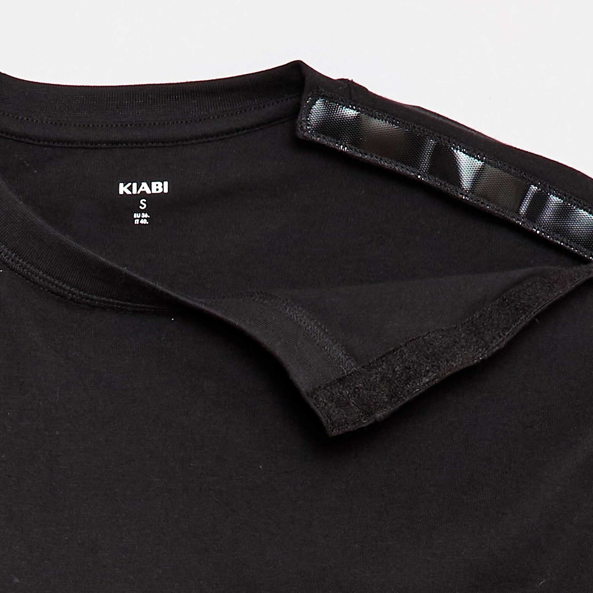 Tee-shirt marinière épaule scratchée - collection facile à enfiler NOIR