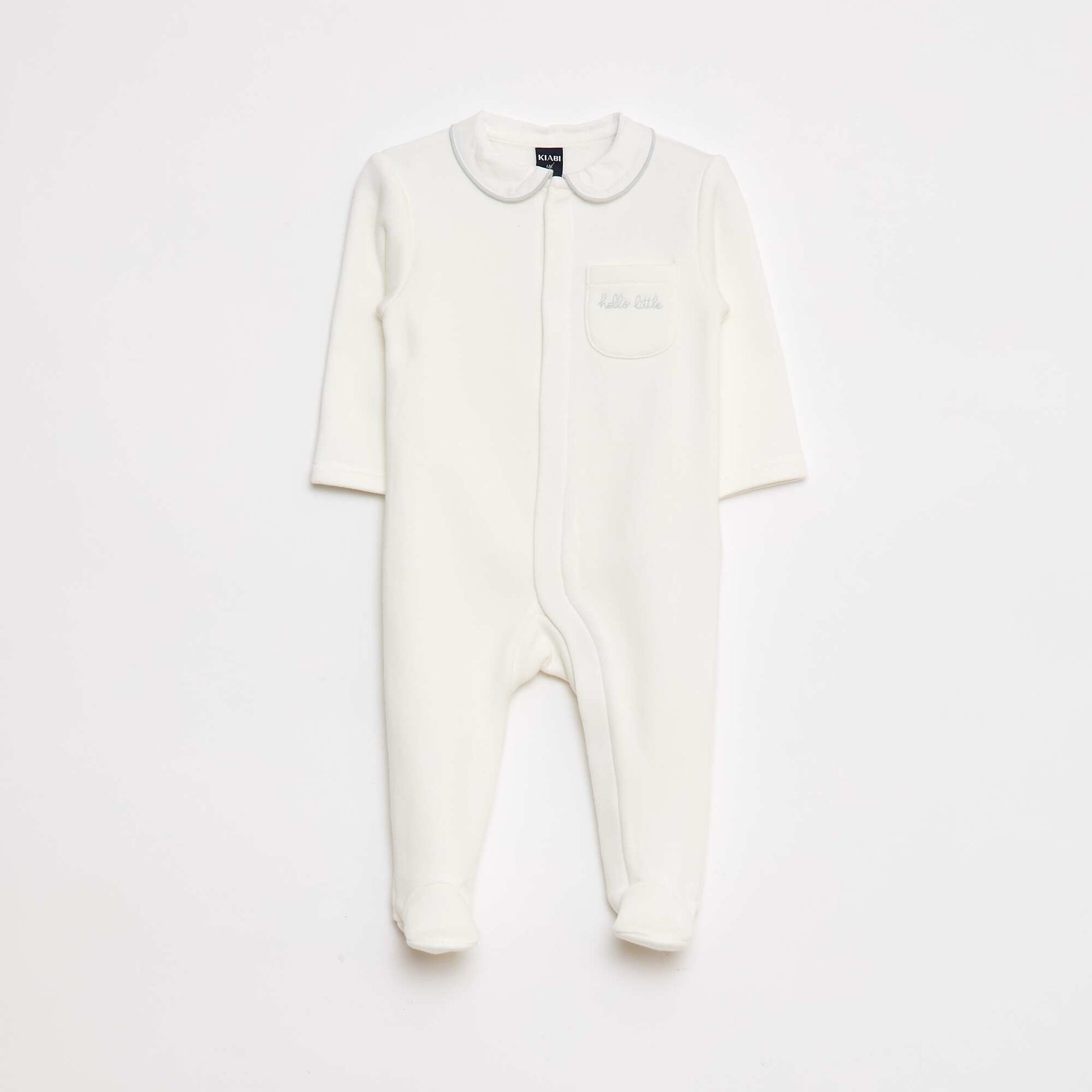 Pyjama long et chaud avec col claudine BLANC