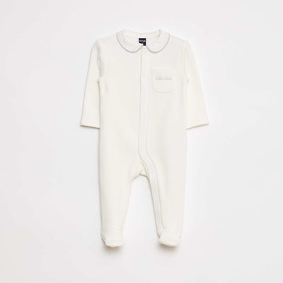 Pyjama long et chaud avec col claudine BLANC