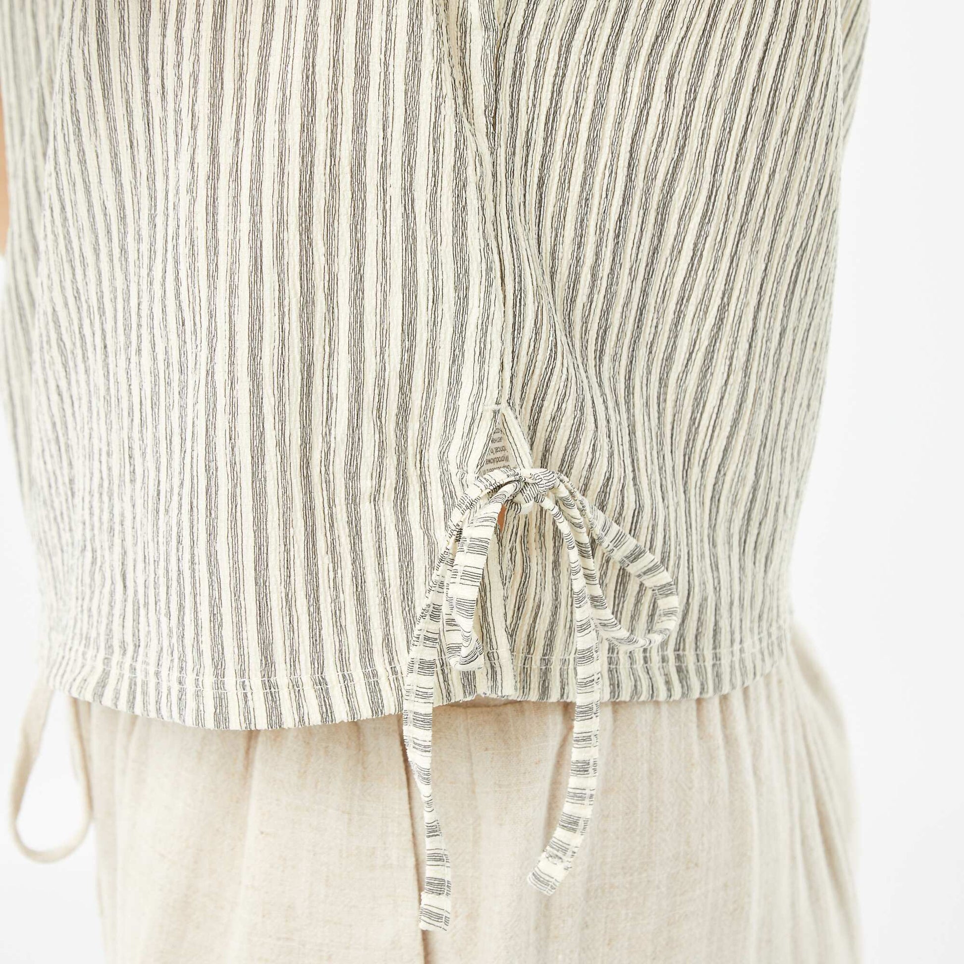 Top sans manches en maille gaufrée BEIGE