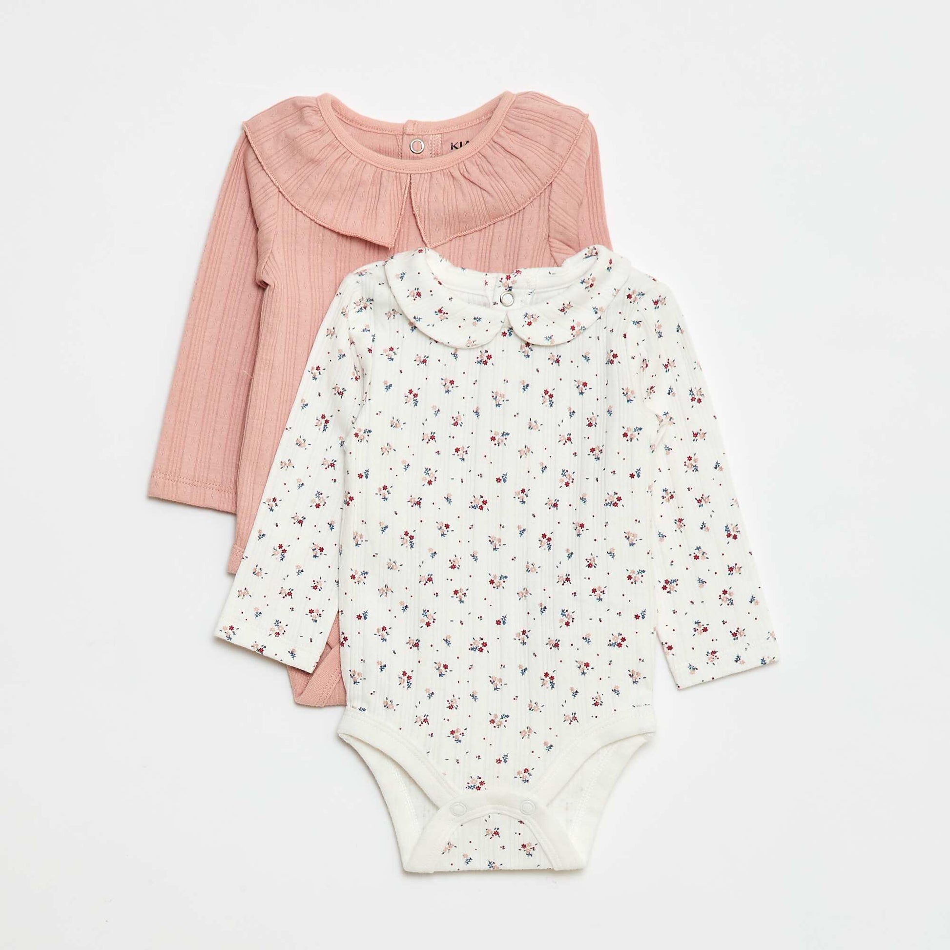 Lot de 2 bodies en maille pointelle BLANC