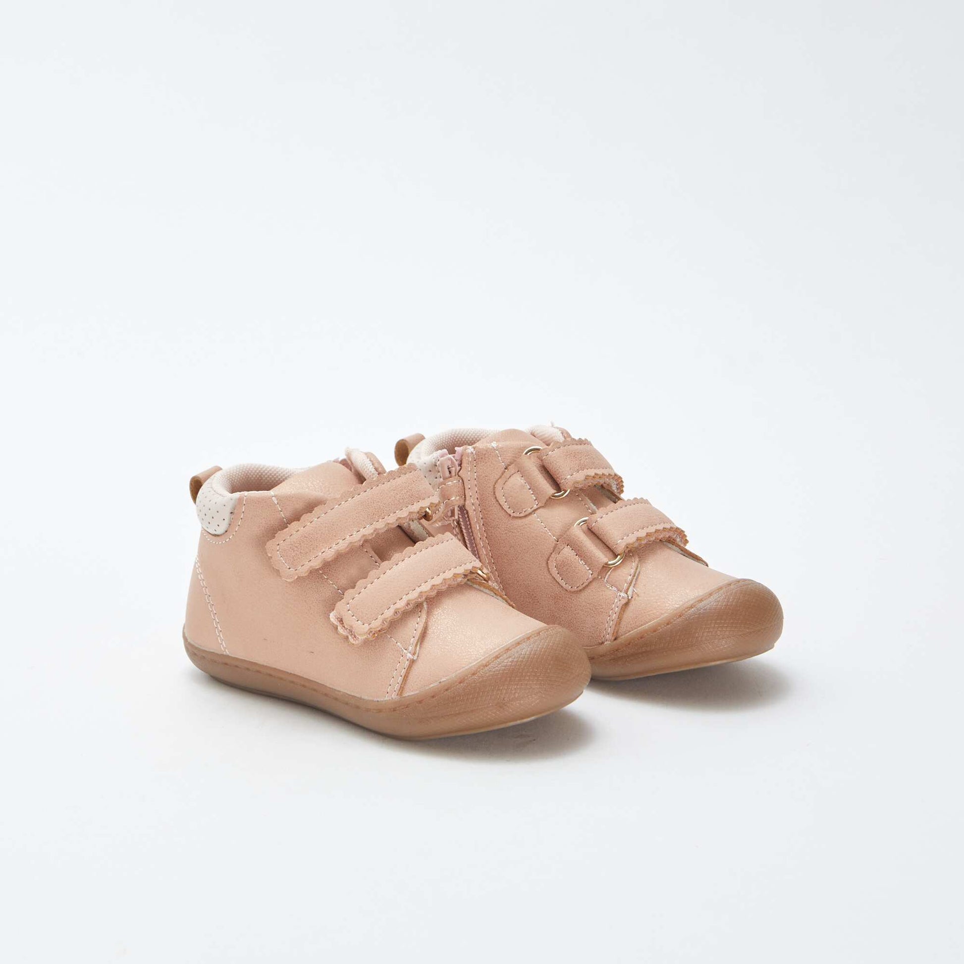 Chaussures KITCHOUN premiers pas à scratchs brillants ROSE