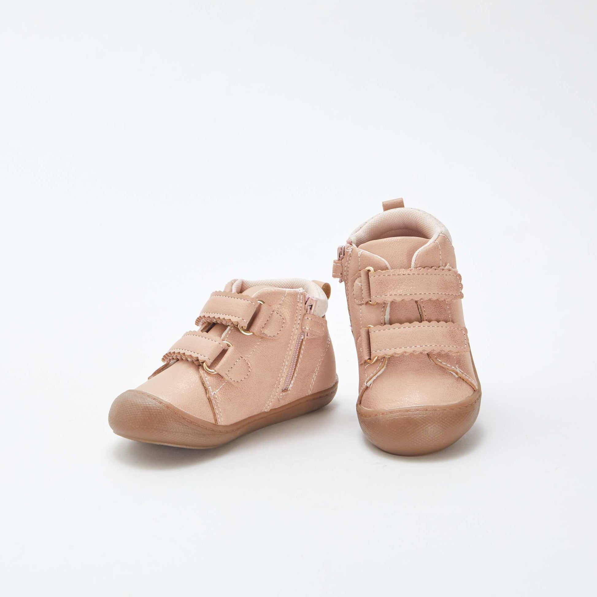 Chaussures KITCHOUN premiers pas à scratchs brillants ROSE