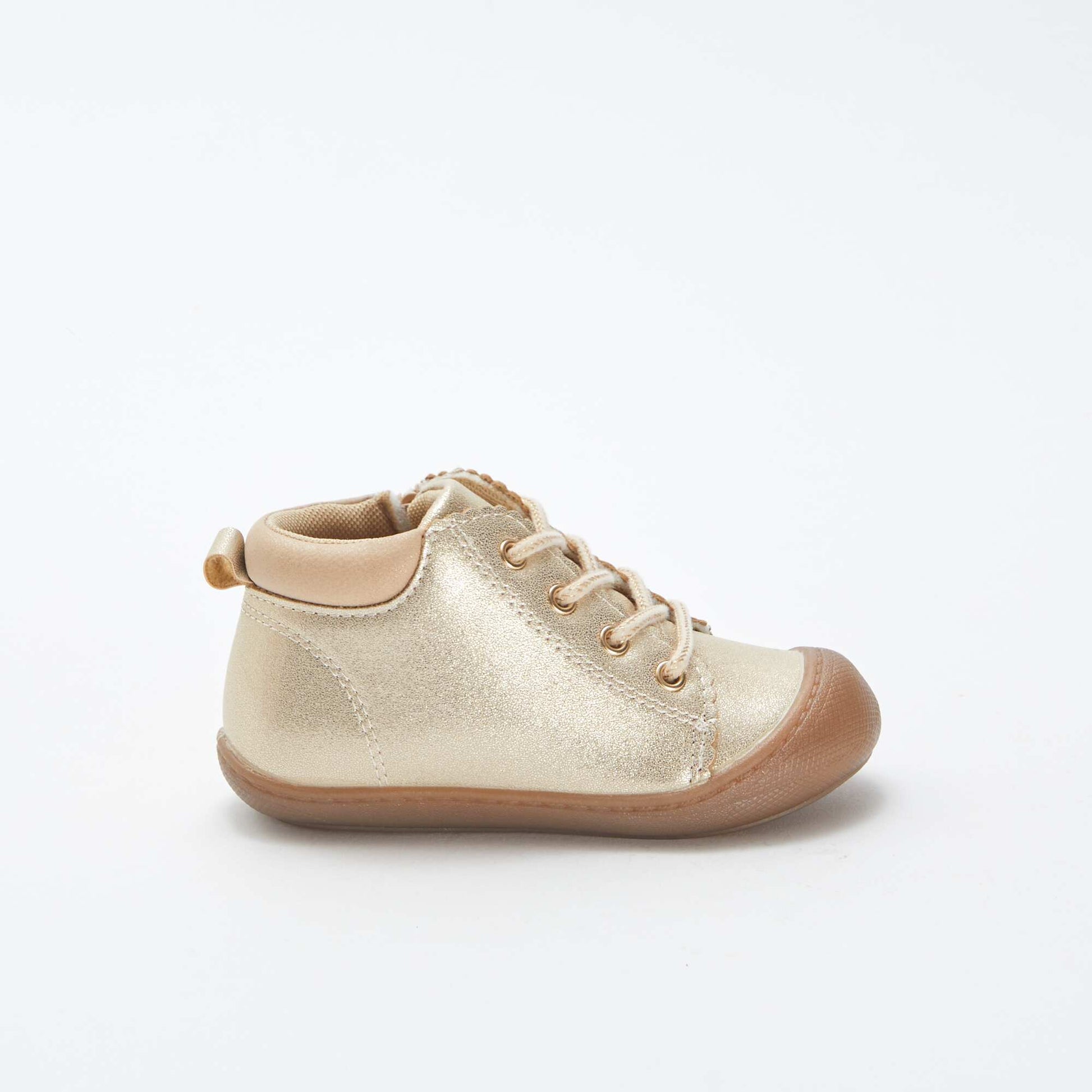 Chaussures KITCHOUN premiers pas à paillettes et lacets BEIGE