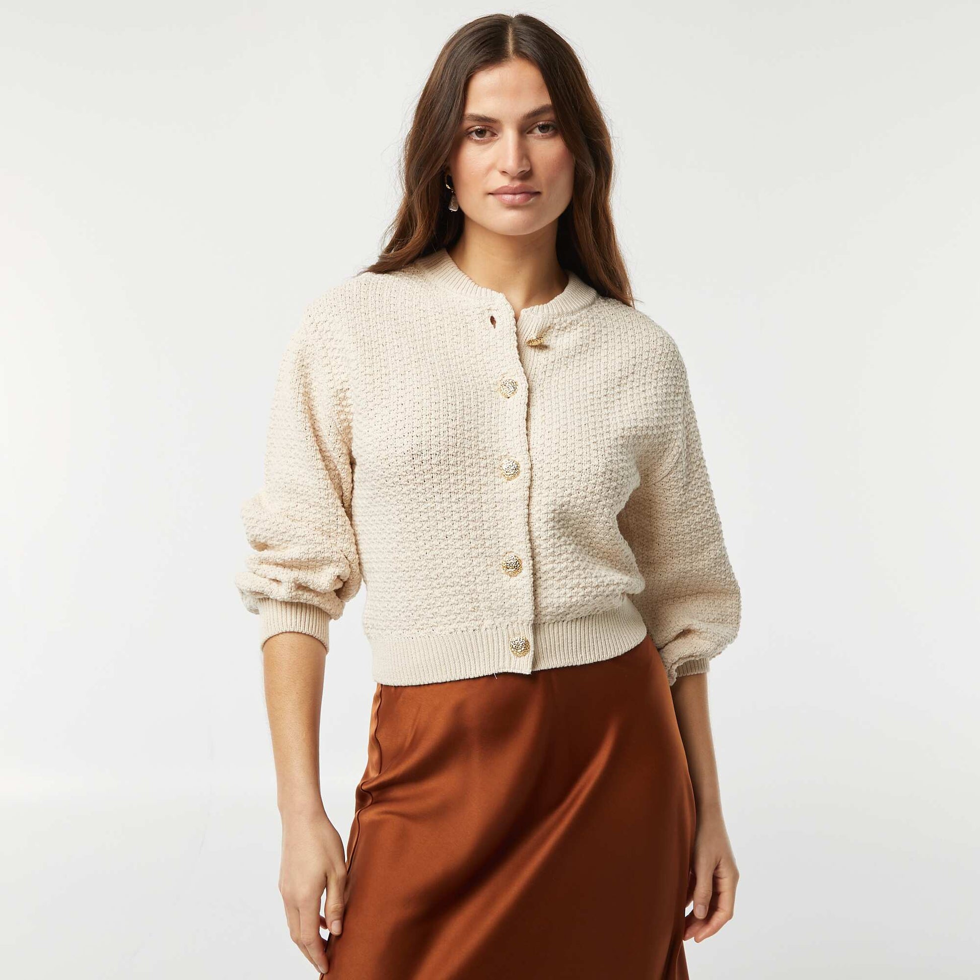 Gilet avec boutons fantaisies dorés BEIGE
