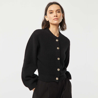 Gilet avec boutons fantaisies dorés NOIR