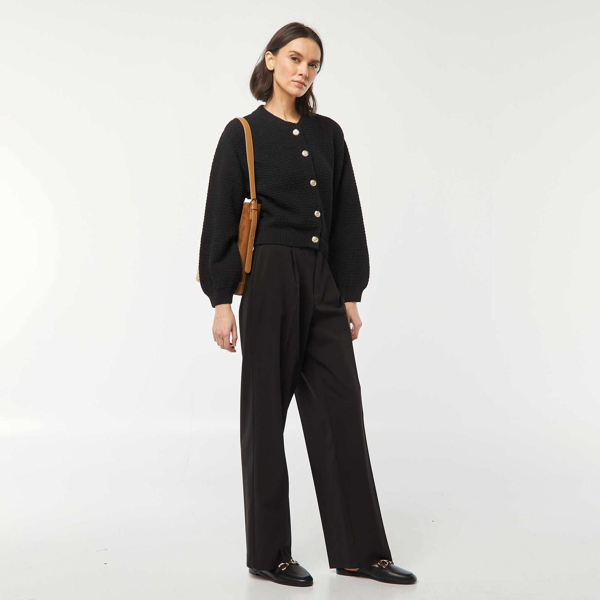 Gilet avec boutons fantaisies dorés NOIR
