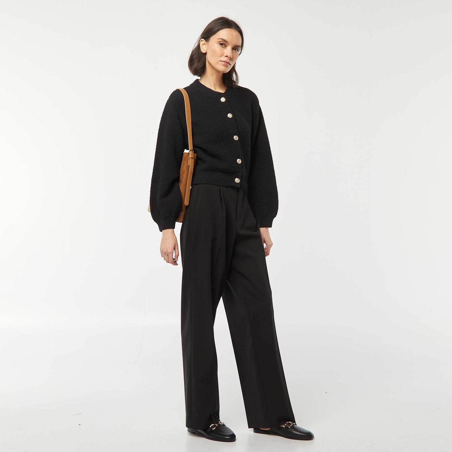 Gilet avec boutons fantaisies dorés NOIR