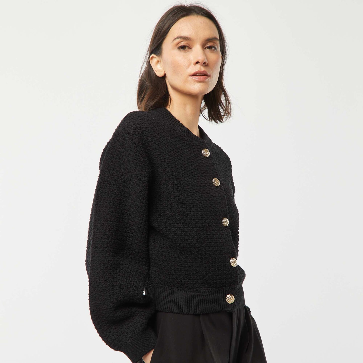 Gilet avec boutons fantaisies dorés NOIR