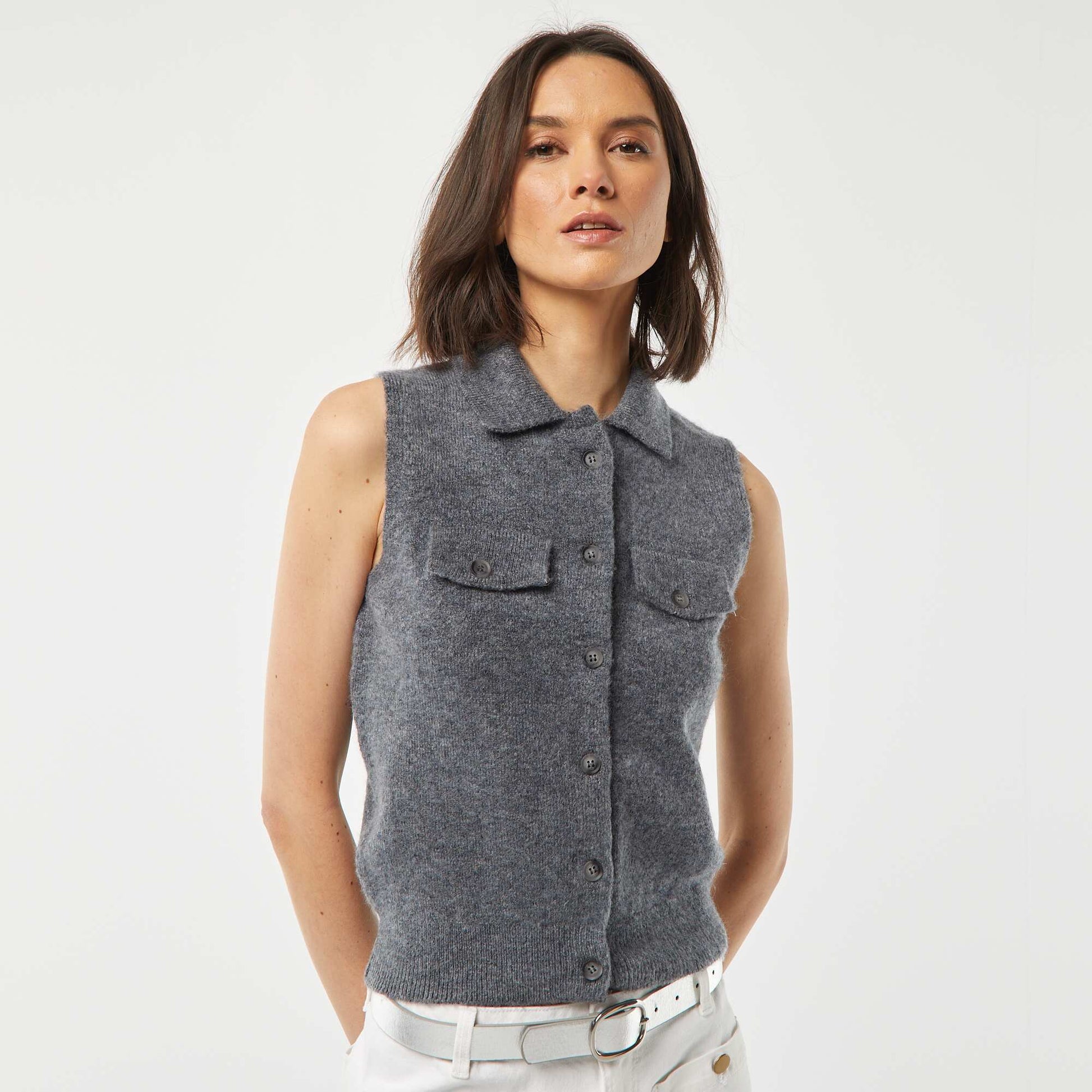 Gilet sans manches avec poches poitrine GRIS