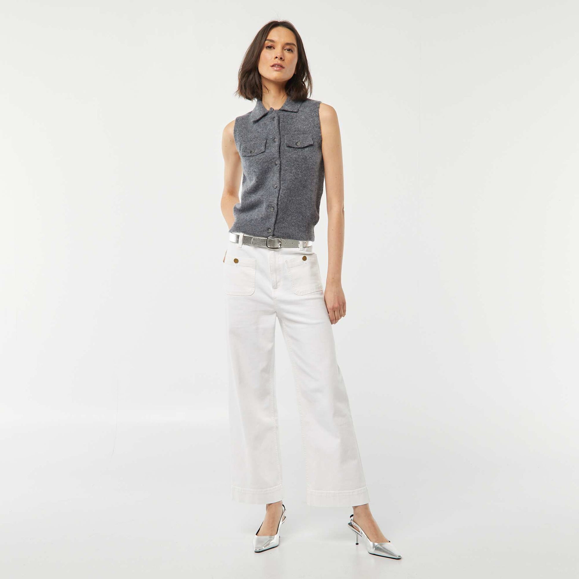 Gilet sans manches avec poches poitrine GRIS