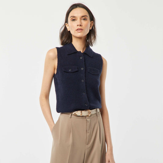 Gilet sans manches avec poches poitrine BLEU