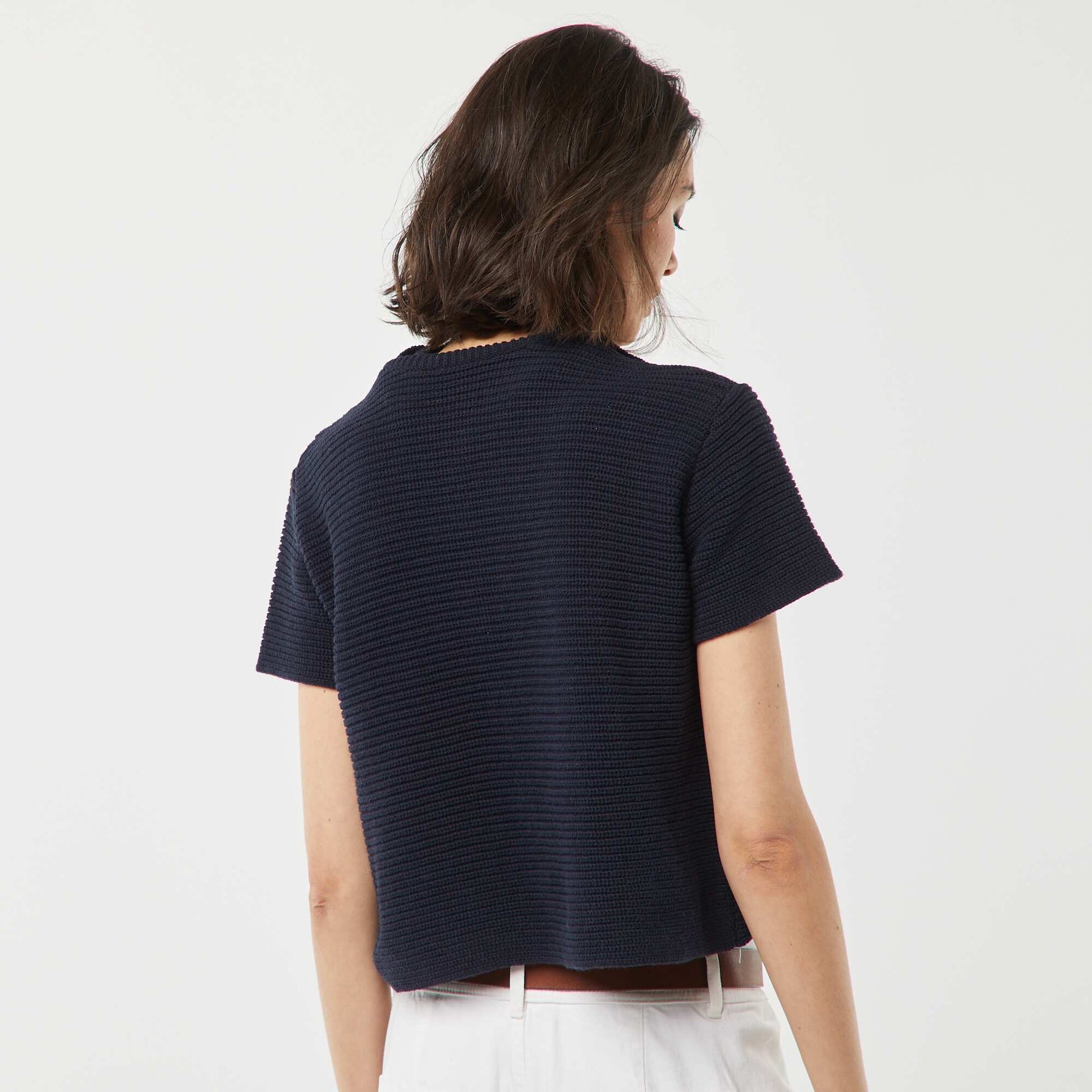 Gilet à manches courtes en maille moulinée BLEU