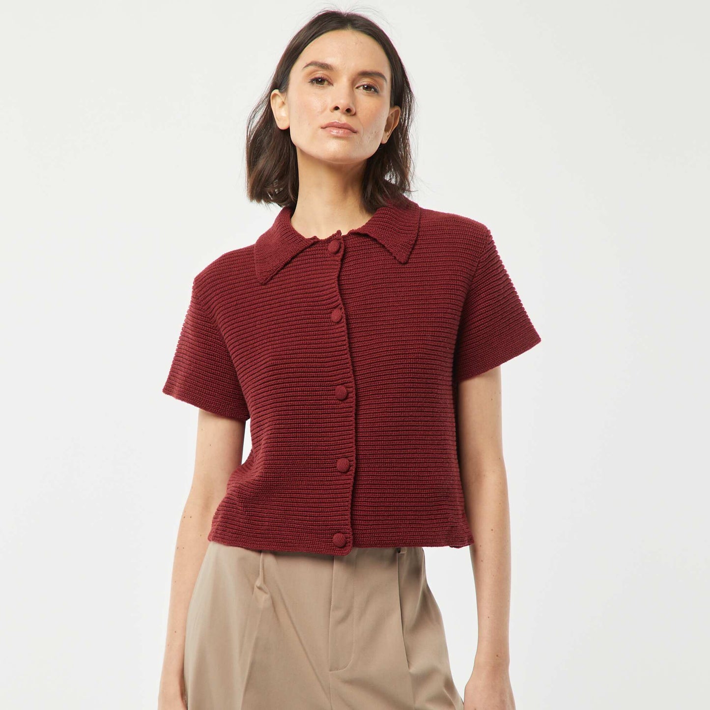 Gilet à manches courtes en maille moulinée ORANGE
