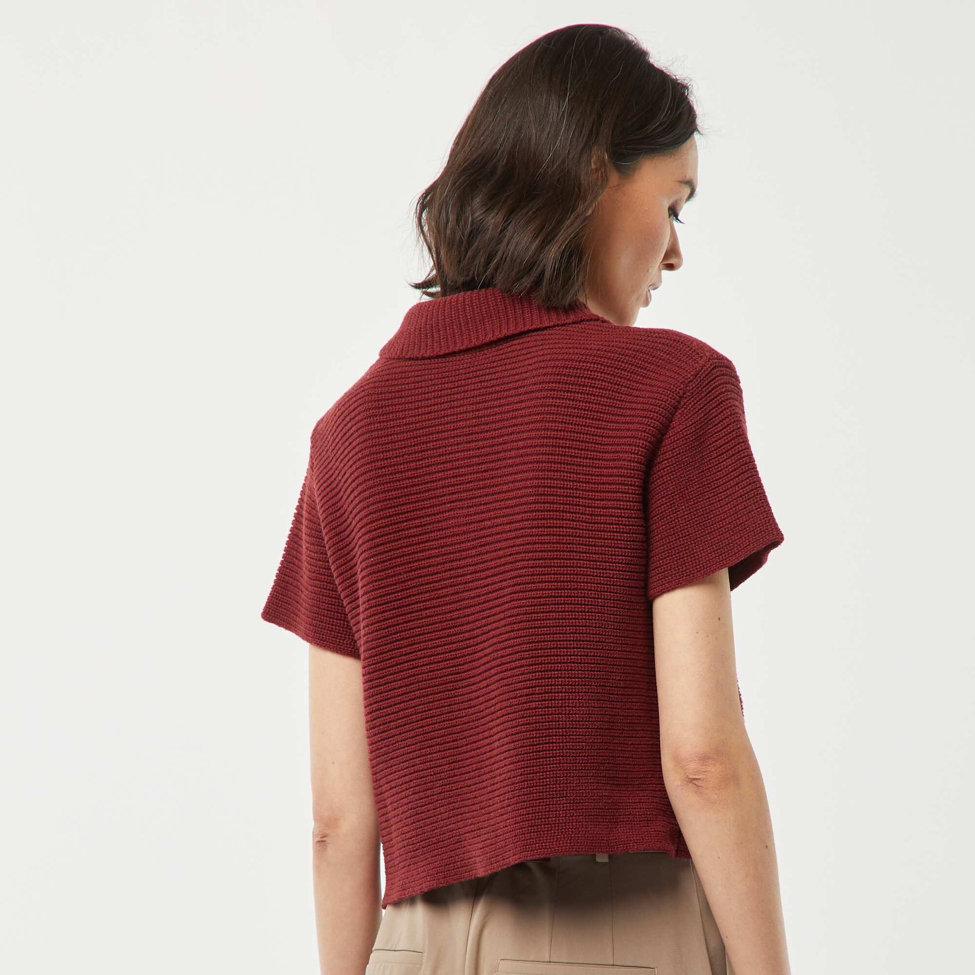 Gilet à manches courtes en maille moulinée ORANGE