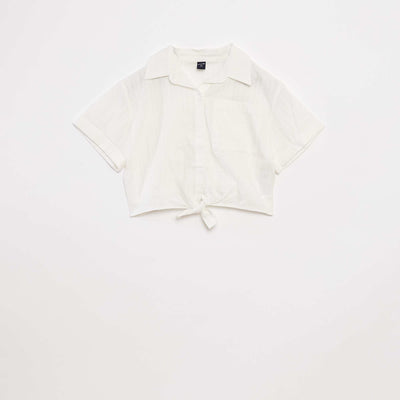 Chemise courte avec nœud BLANC