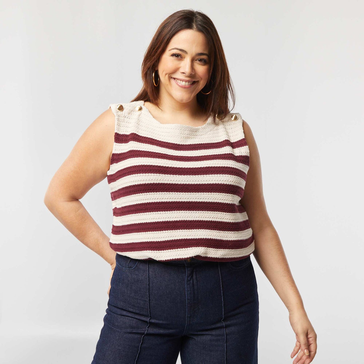 Pull sans manches en crochet ROUGE