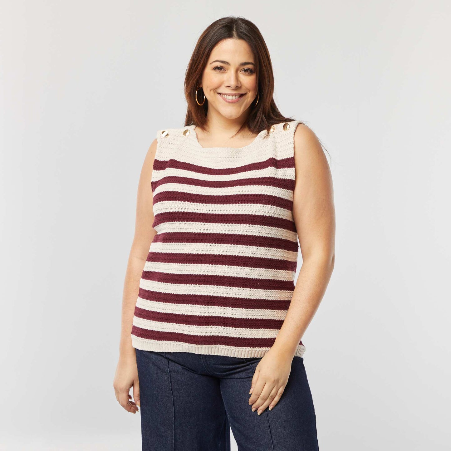 Pull sans manches en crochet ROUGE