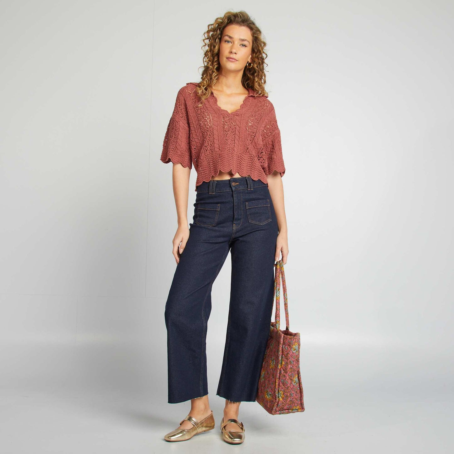 Pull ajouré col polo ROSE