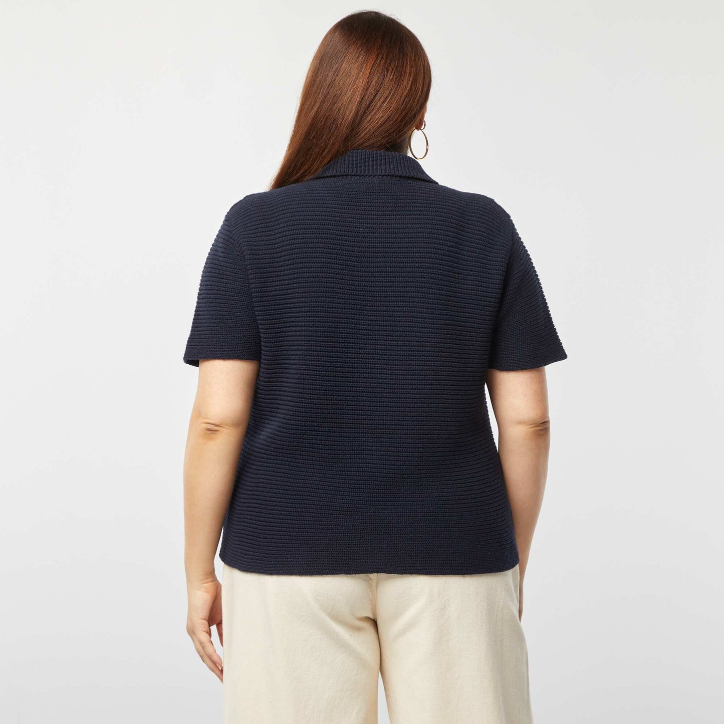 Gilet manches courtes côtelé BLEU MARINE