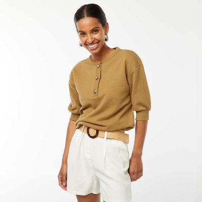 Sweat manches courtes en molleton KAKI