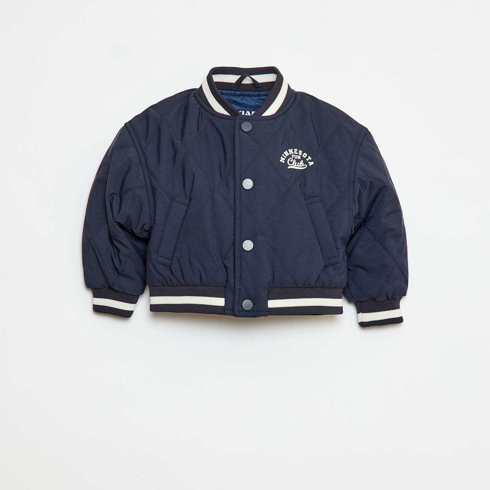 Blouson à pressions en matière quiltée BLEU