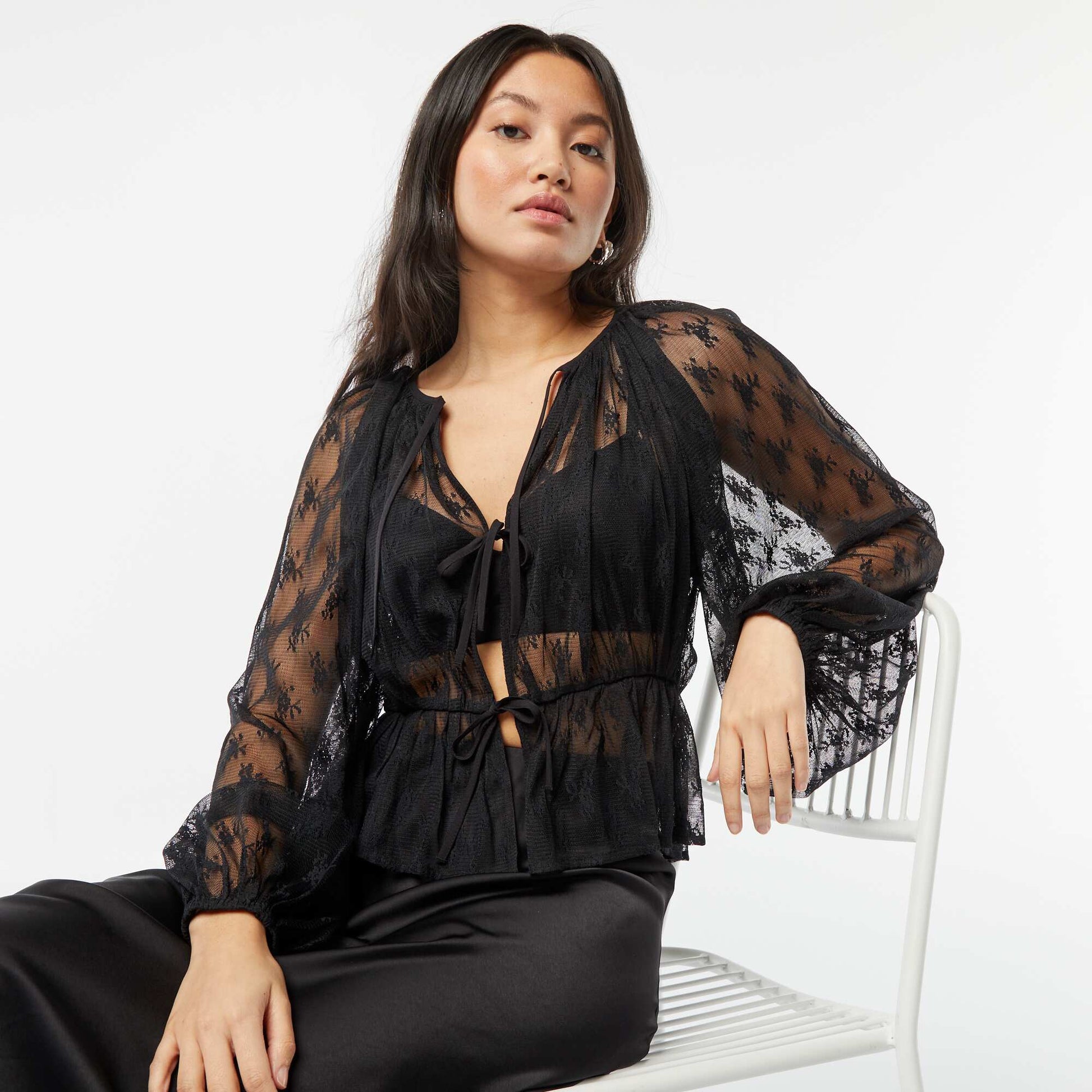 Blouse en dentelle NOIR
