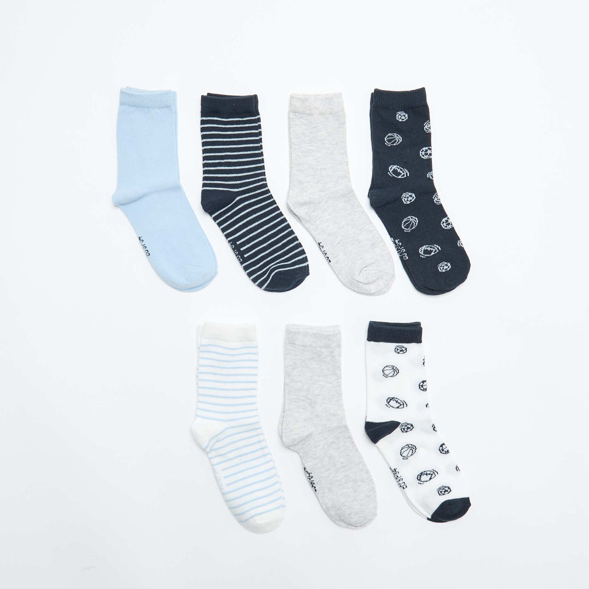 Lot de 7 paires de chaussettes imprimées BLEU