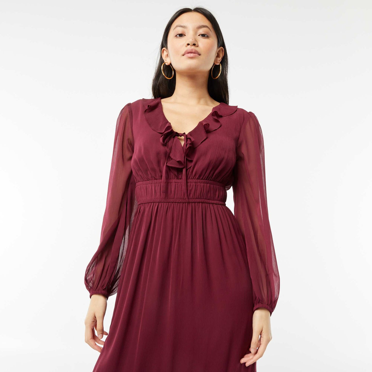 Robe longue à volants ROUGE