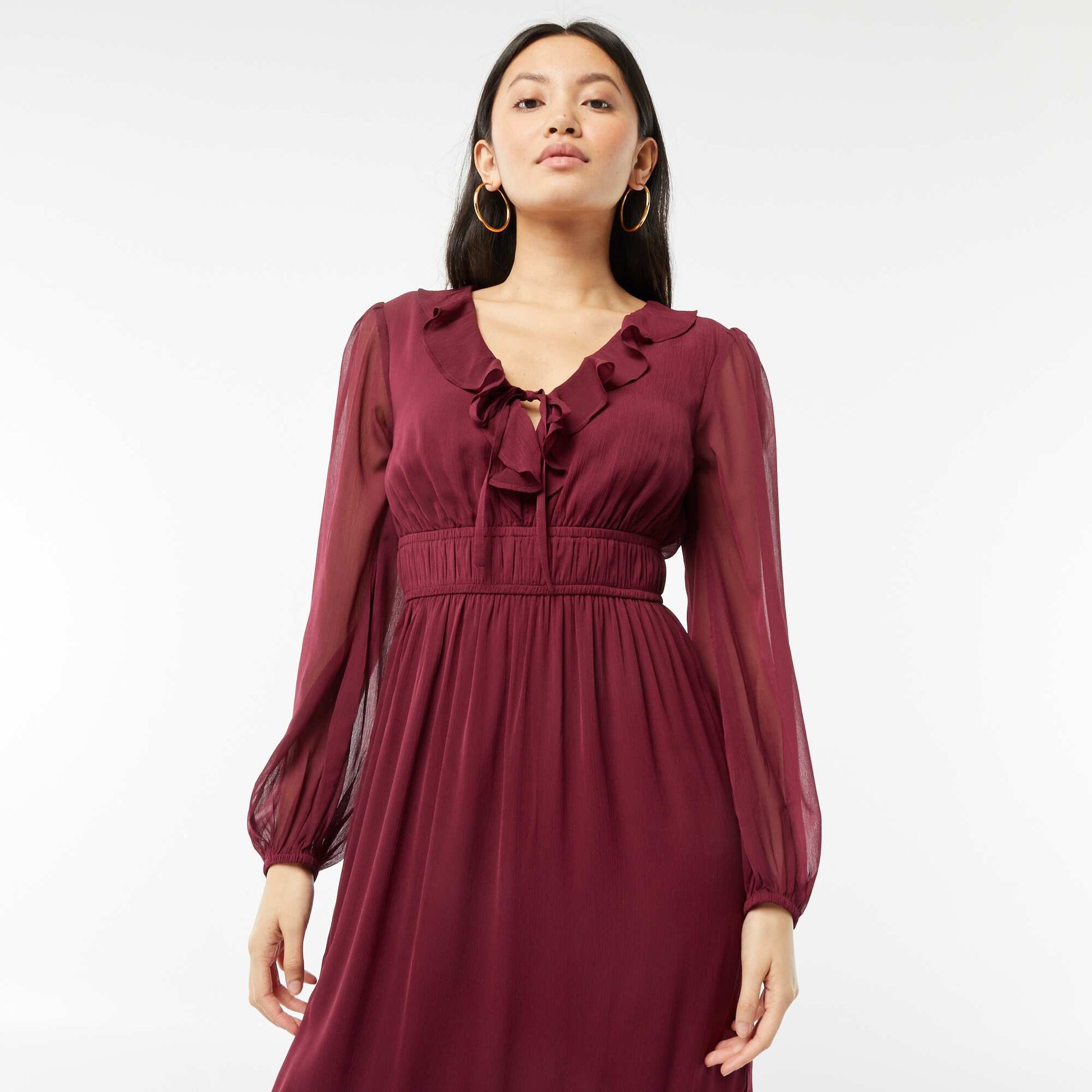 Robe longue à volants ROUGE