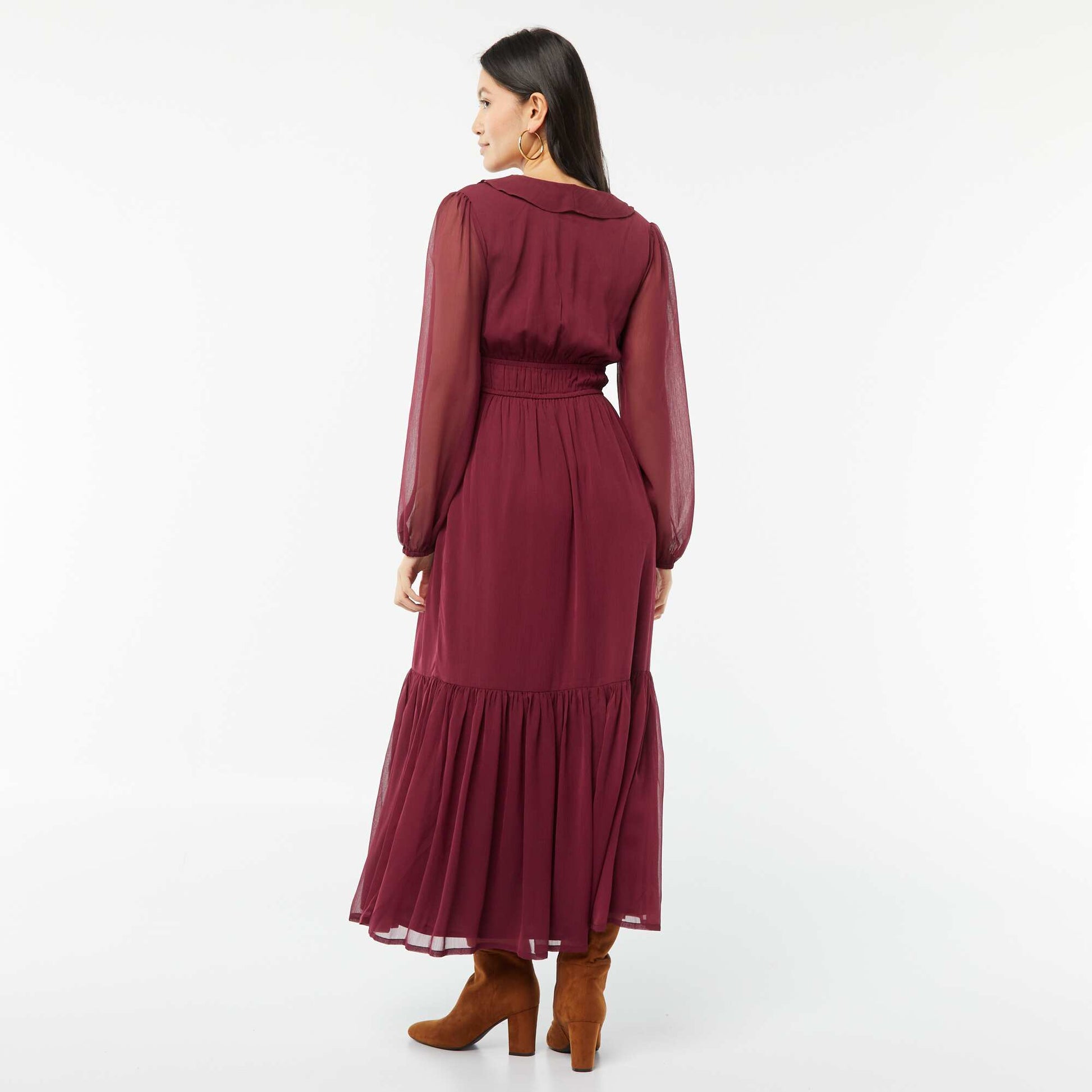 Robe longue à volants ROUGE