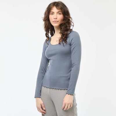 Tee-shirt de pyjama côtelé BLEU