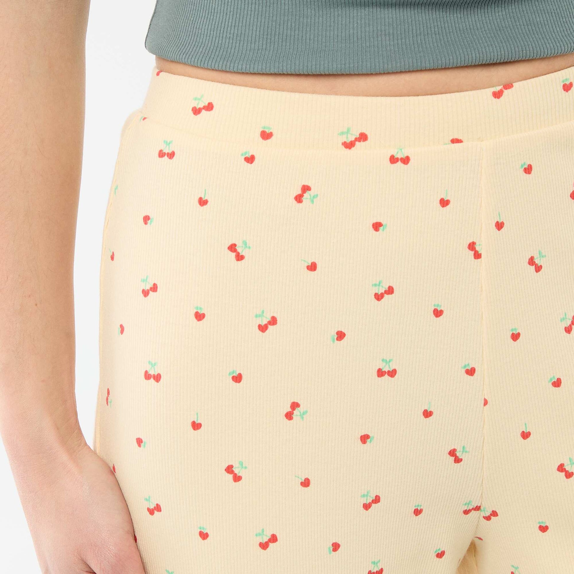 Pantalon côtelé de nuit all-over 'fleur' JAUNE