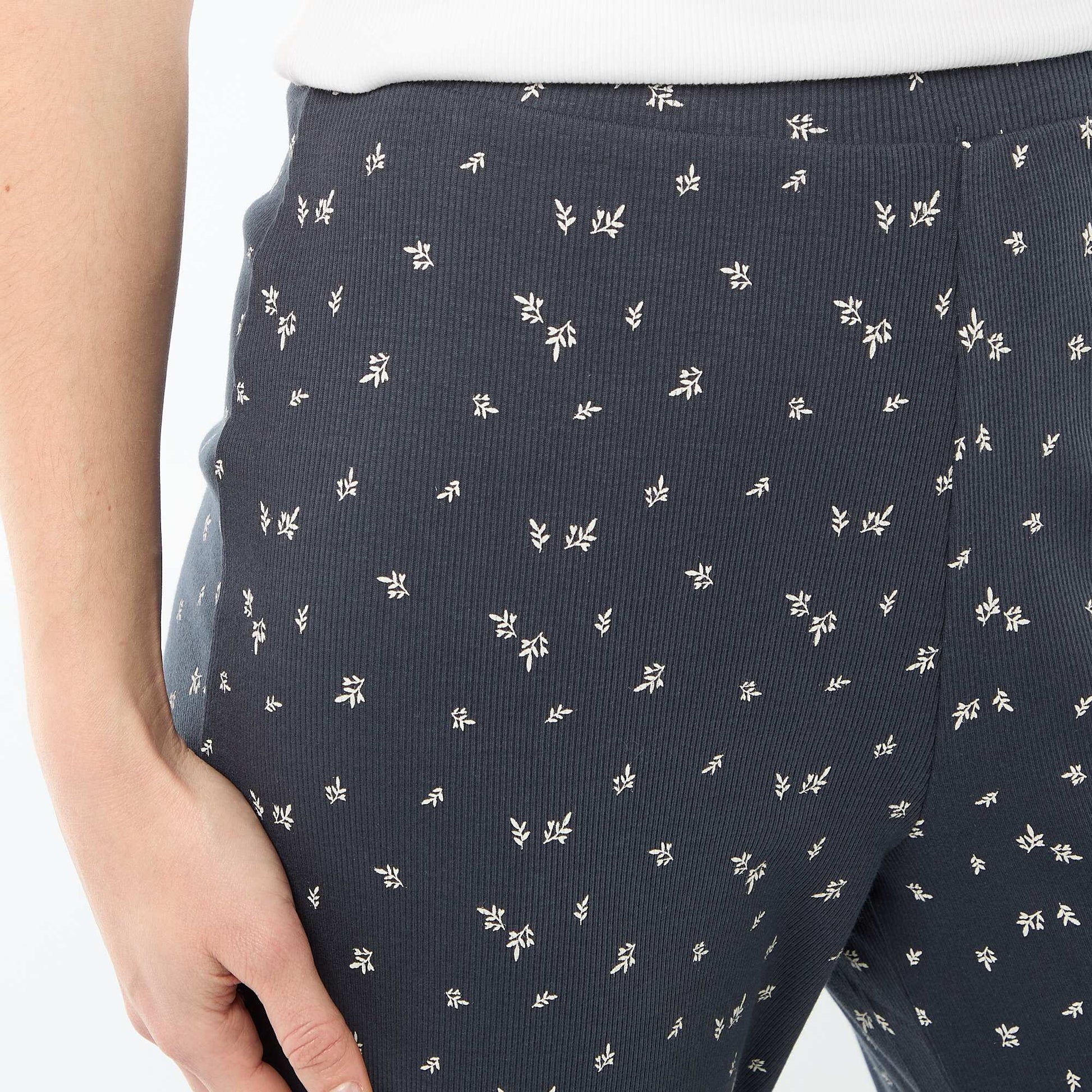 Pantalon côtelé de nuit all-over 'fleur' BLEU