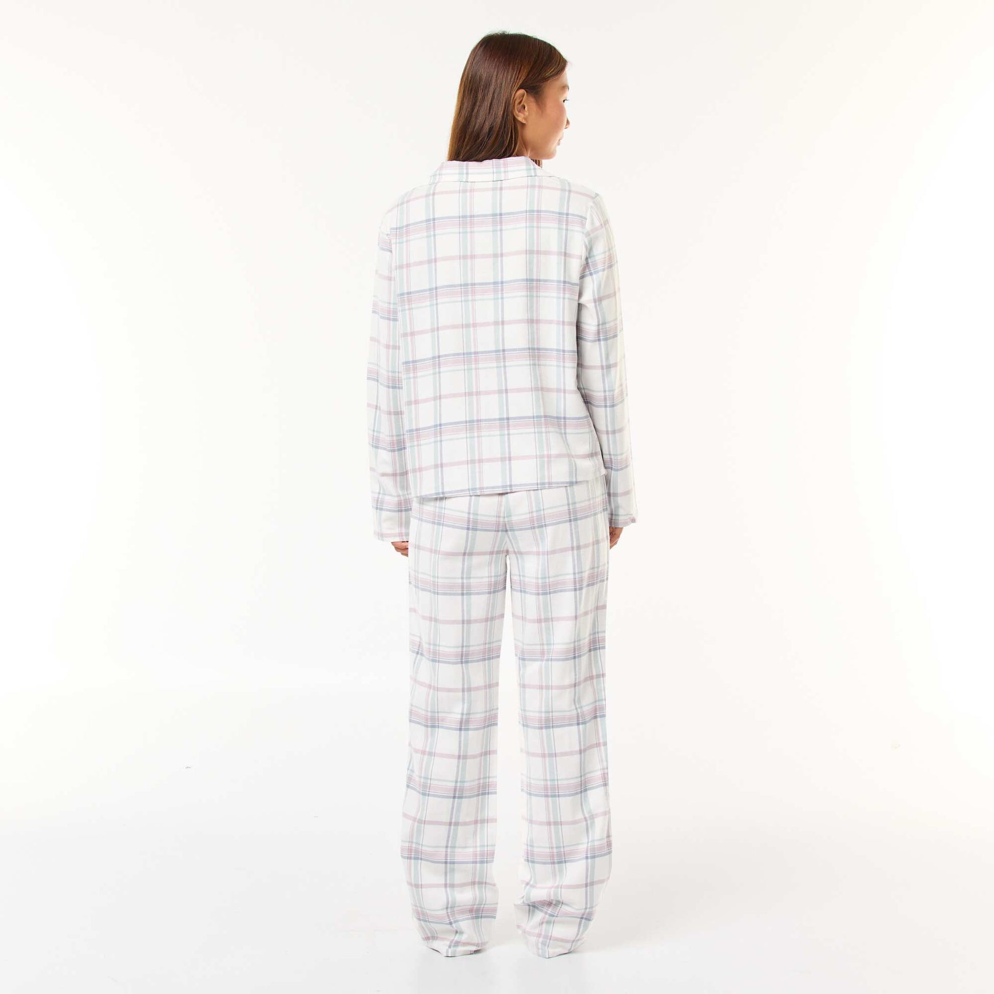 Pyjama long 2 pièces chemisier + pantalon - 2 pièces BLANC