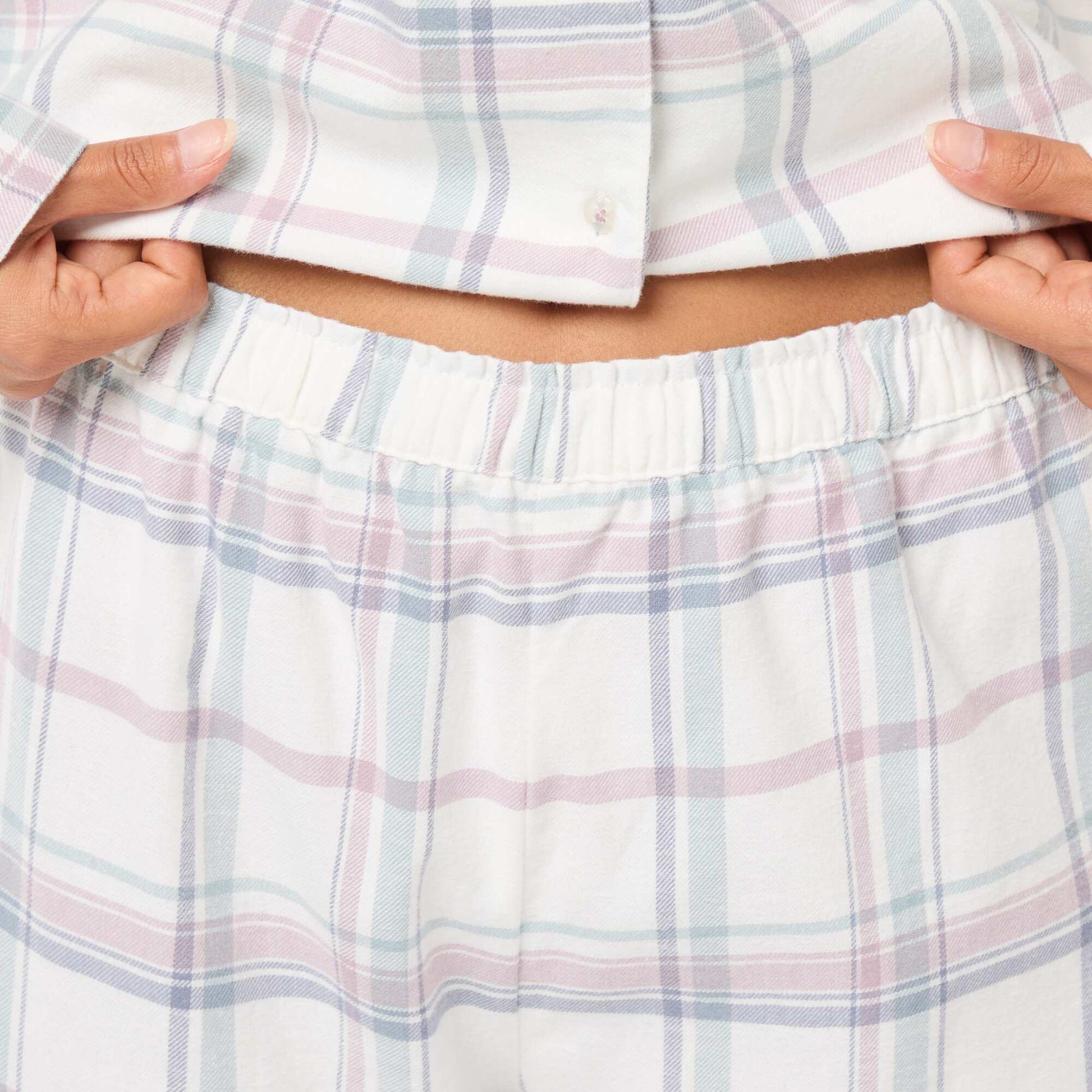 Pyjama long 2 pièces chemisier + pantalon - 2 pièces BLANC