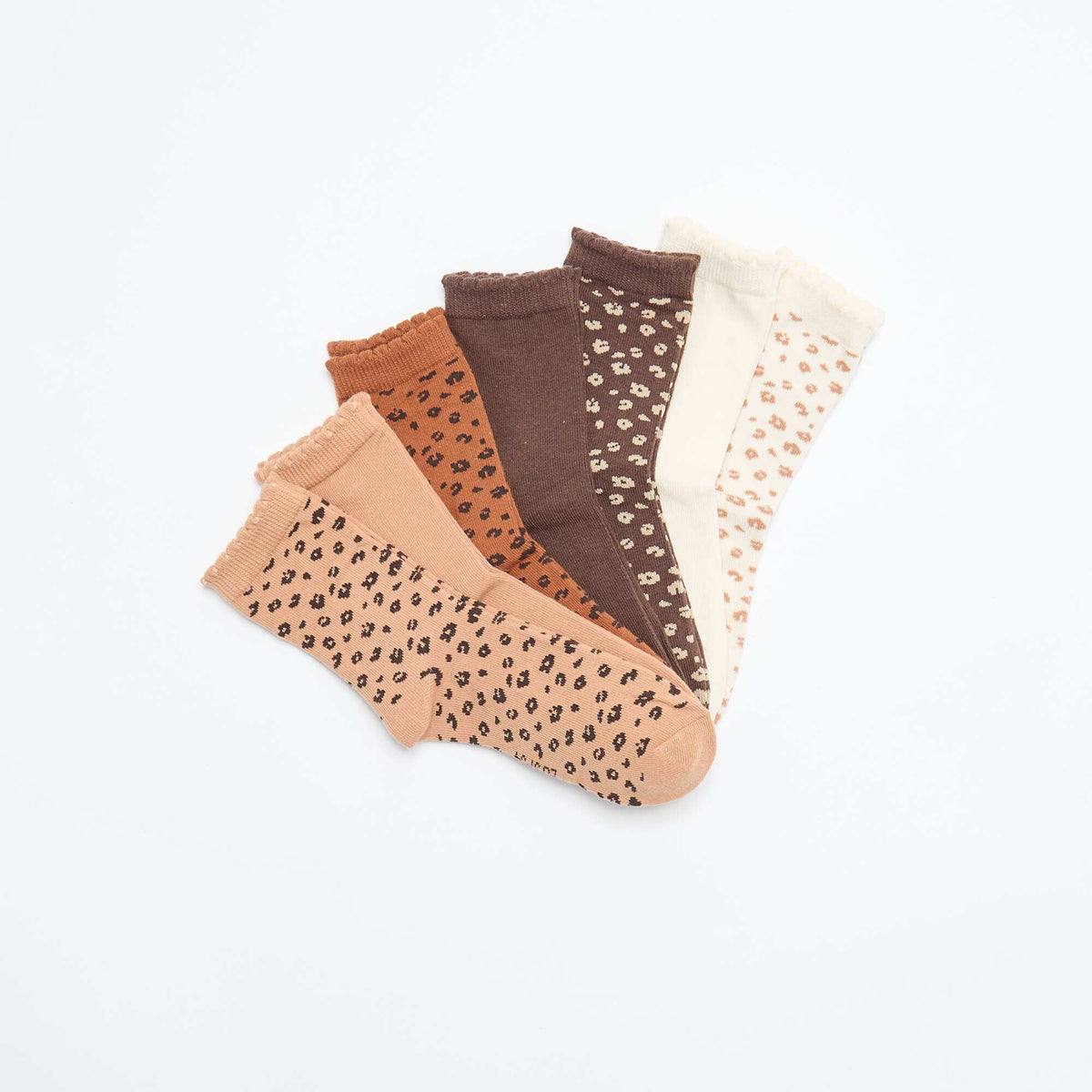 Lot de 7 paires de chaussettes mi-hauteur MARRON