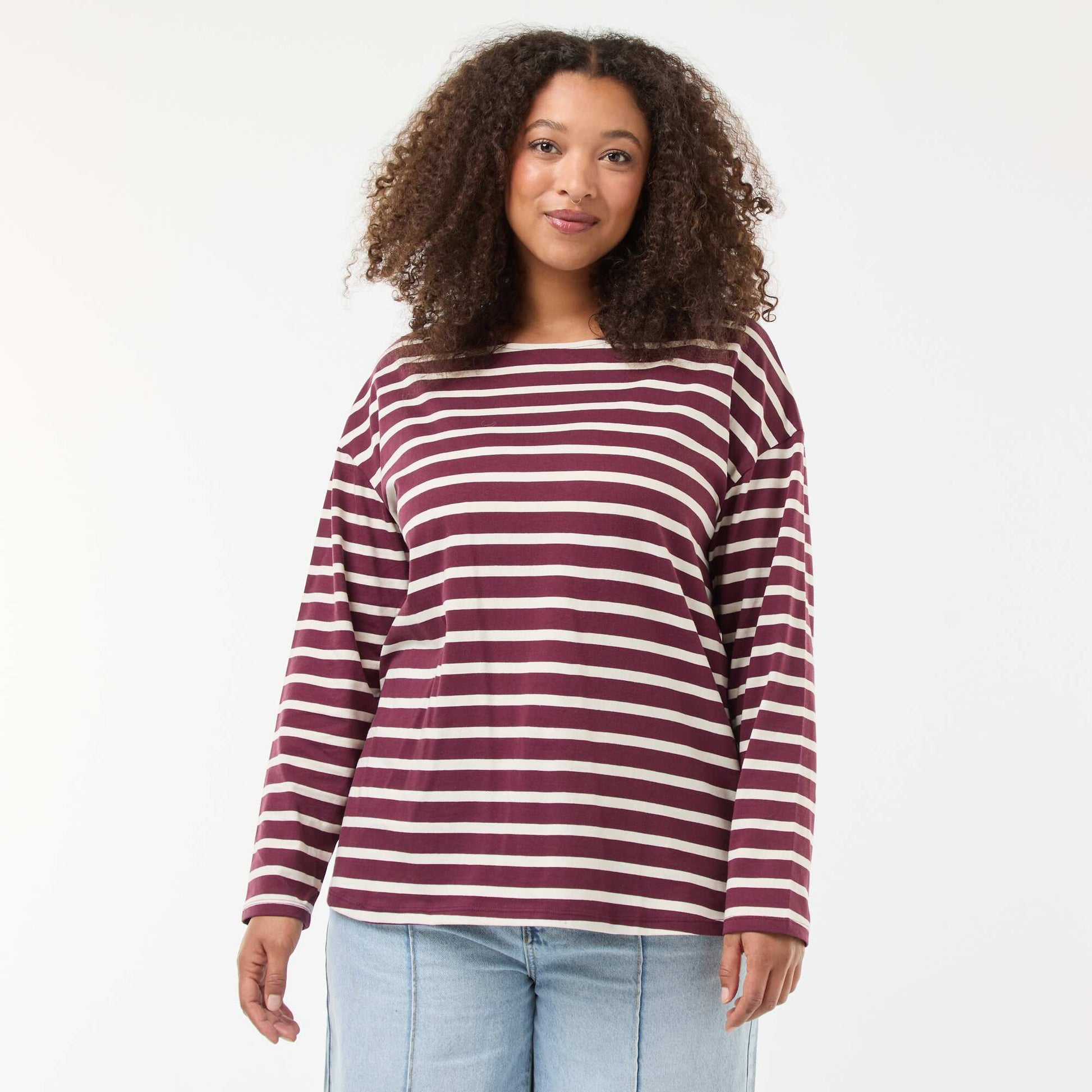 Tee-shirt marinière oversize BORDEAUX
