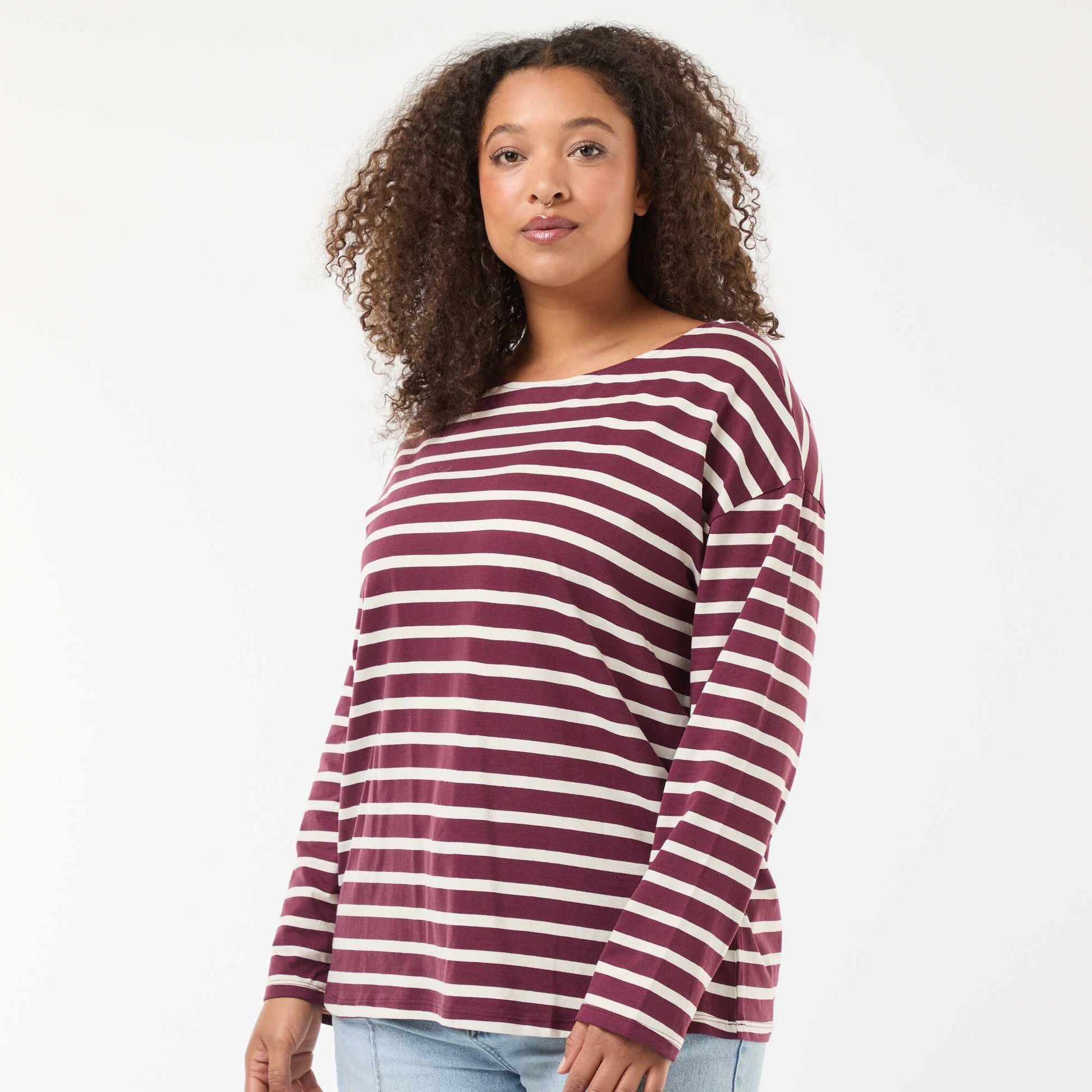 Tee-shirt marinière oversize BORDEAUX
