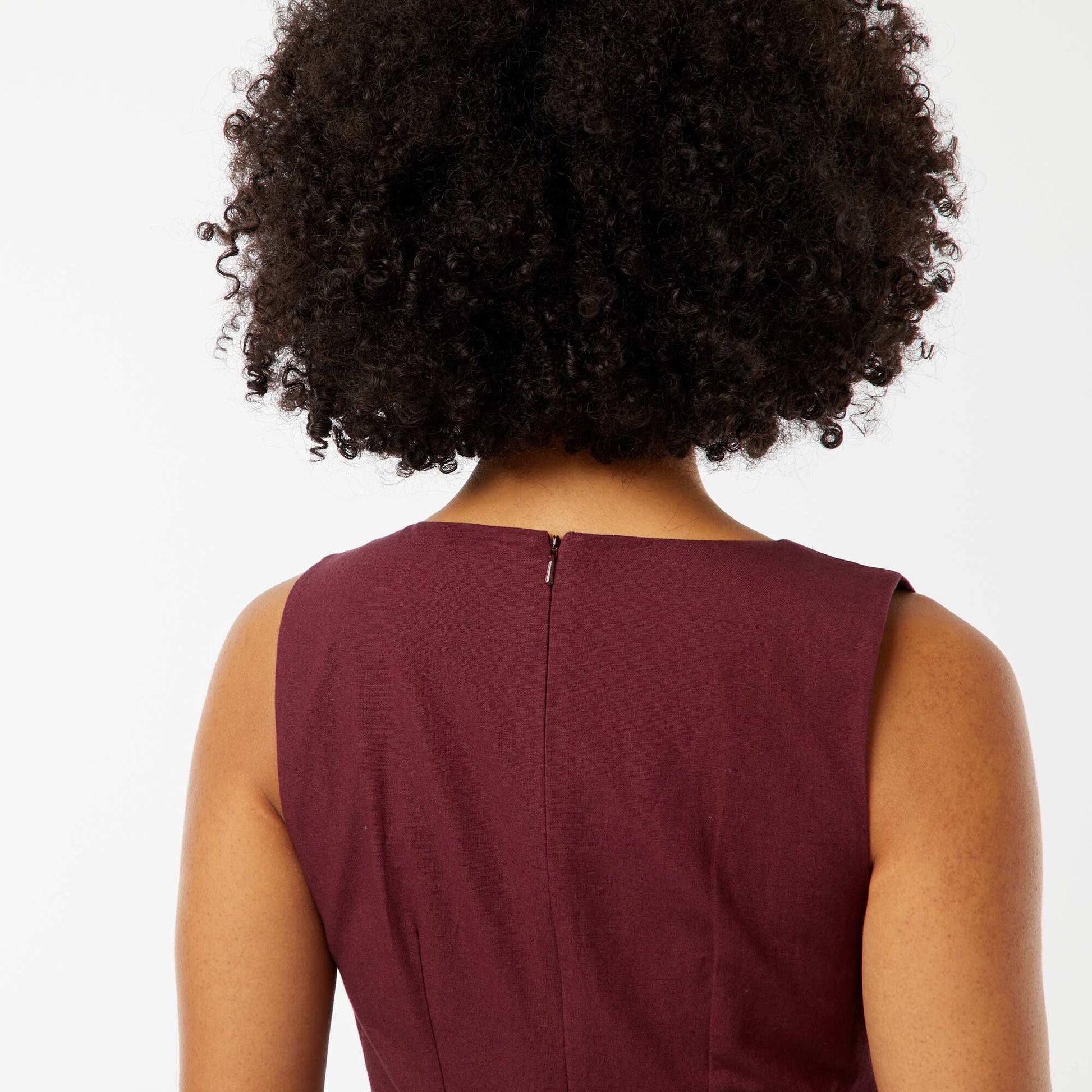 Robe midi sans manches ouverte sur le côté ROUGE