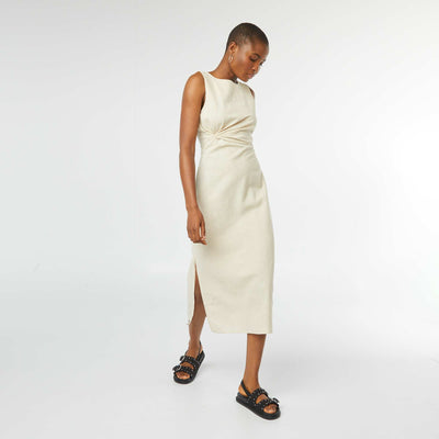 Robe midi sans manches ouverte sur le côté ECRU