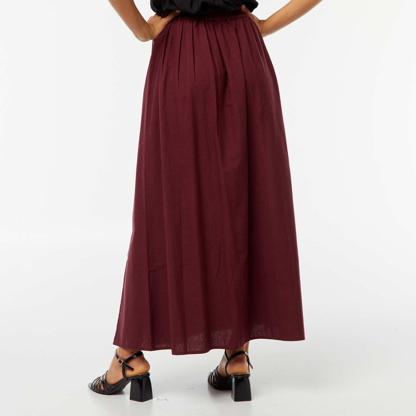 Jupe midi large avec fente ROUGE