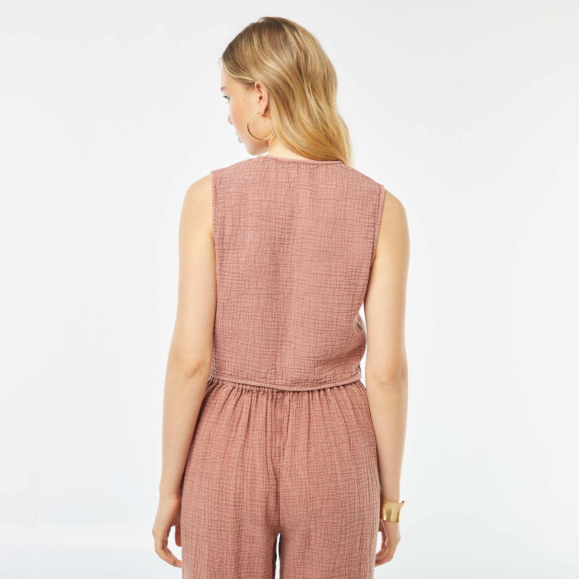 Gilet sans manches avec liens à nouer ROSE