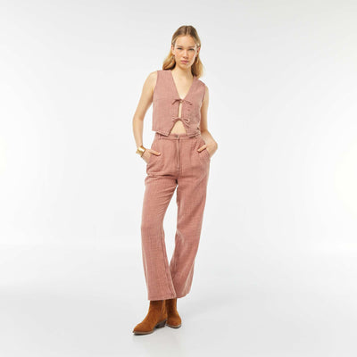 Pantalon large en gaze de coton ROSE