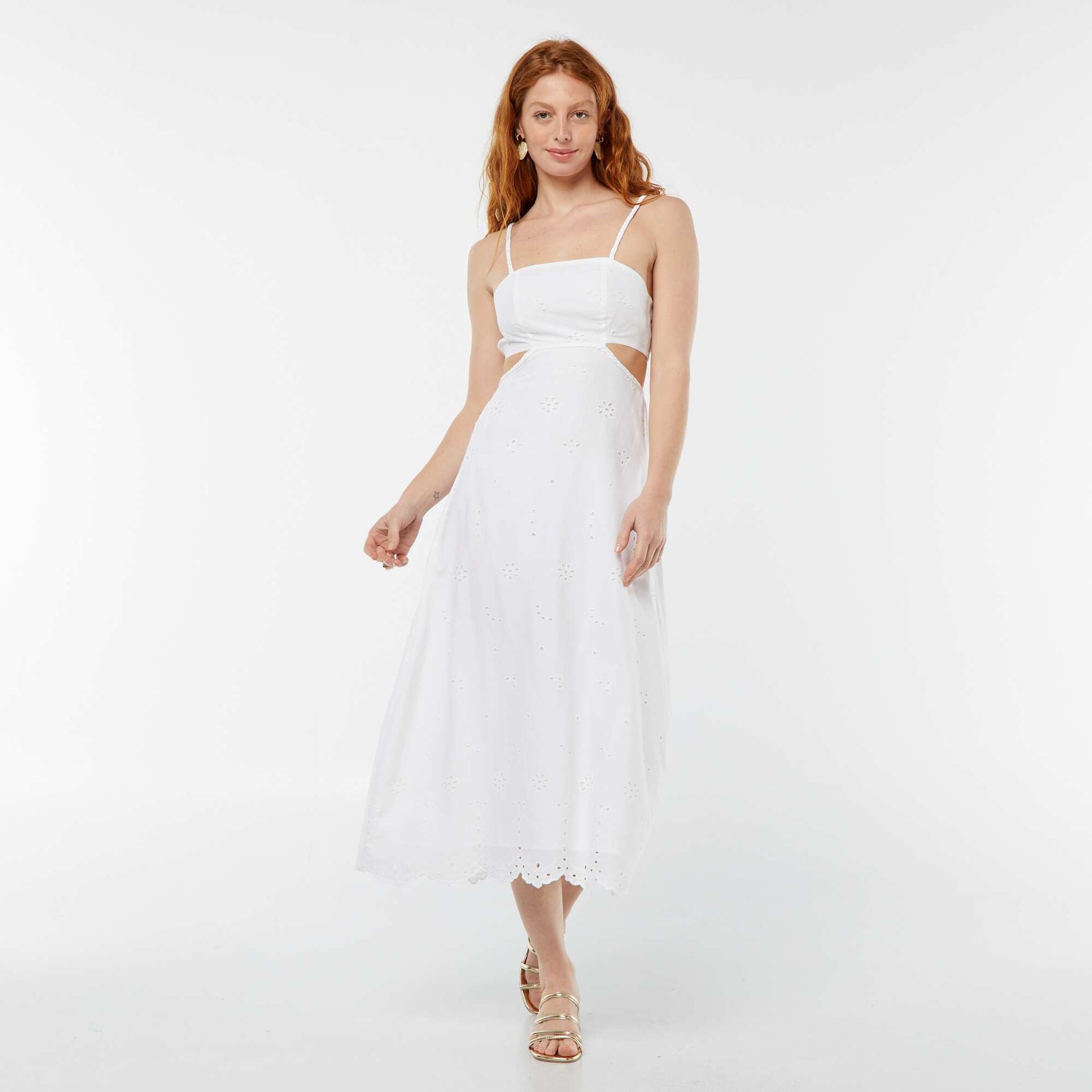 Robe midi ouverture sur les côtés BLANC