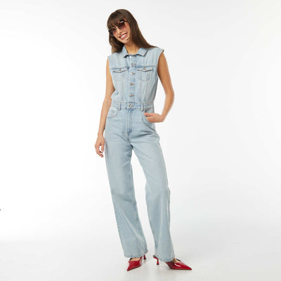 Combinaison en jean sans manches BLEU
