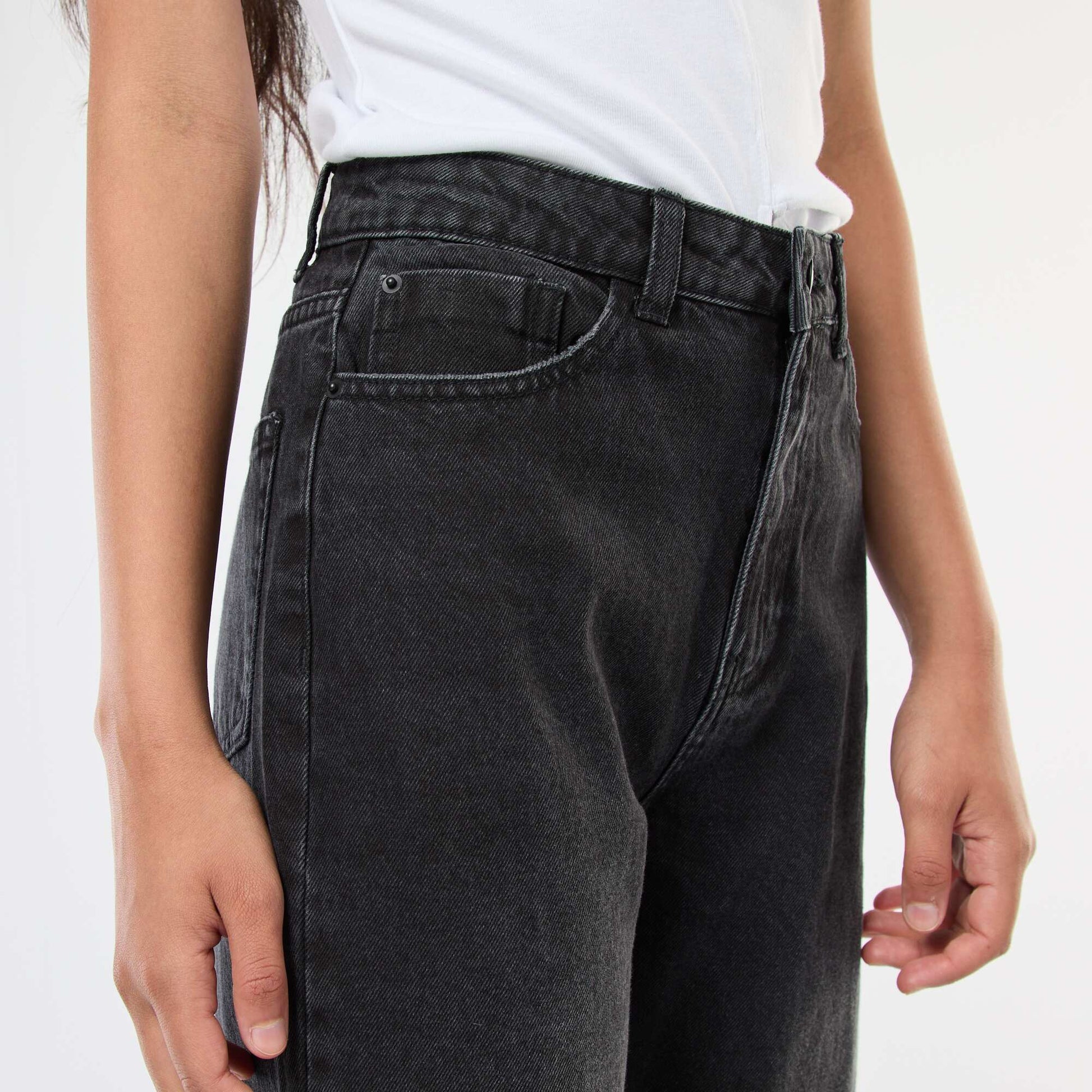Jean straight taille haute GRIS