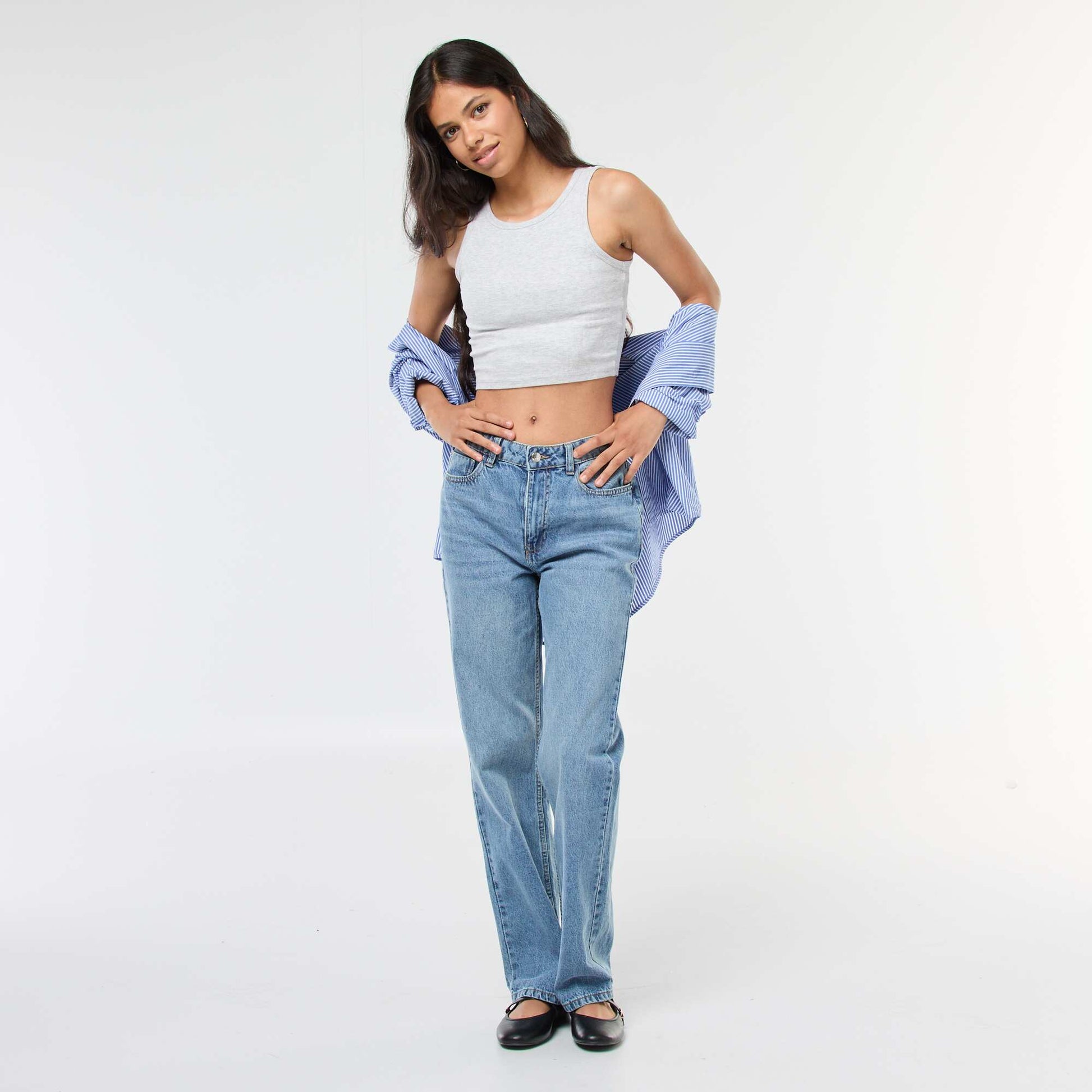 Jean straight taille haute DOUBLE STONE